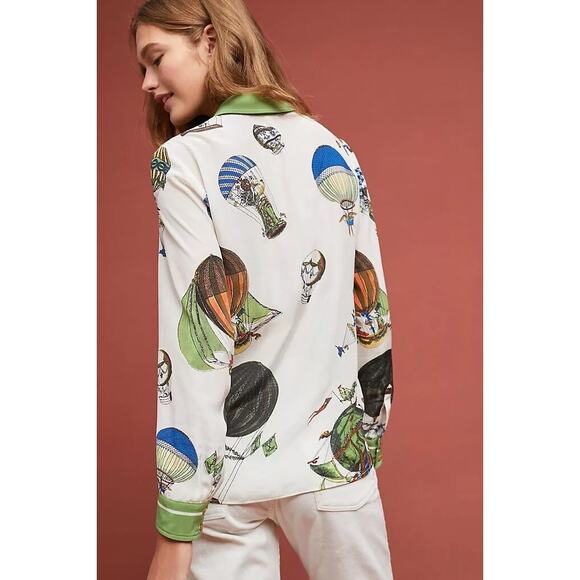 nwt ANTHROPOLOGIE MAEVE sz 16 XL Hot air balloon silk blouse *rare find* - Picture 3 of 9